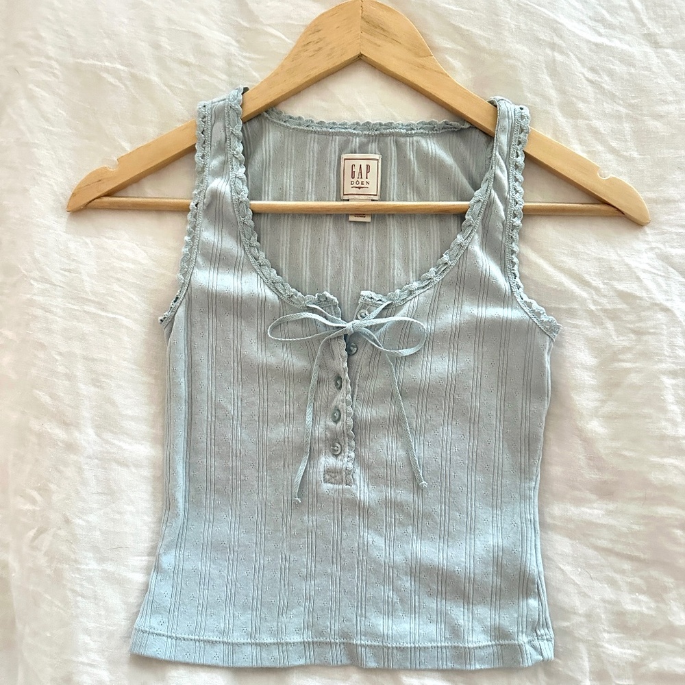 GAP X DÔEN Pointelle Cotton Tank Top - Dublin Blue XXS